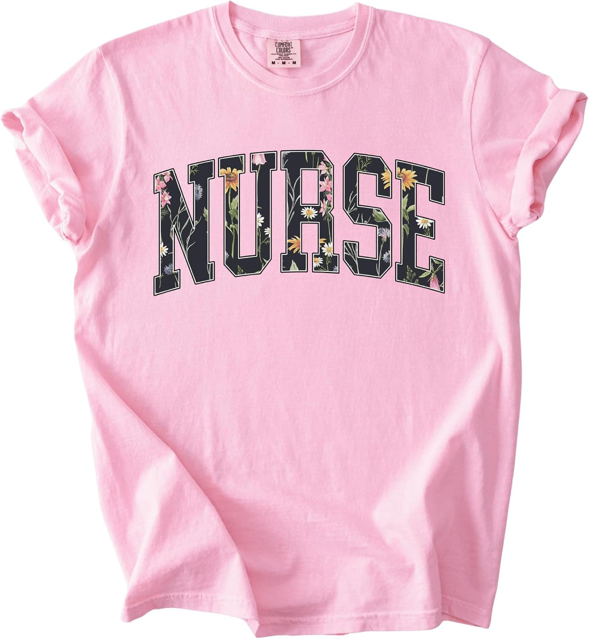 Garment Dyed Nurse Shirt, Floral Nurse Tee, Cute Nurse Gift, Vintage Medical Graphic T-Shirt for Women - Blossom