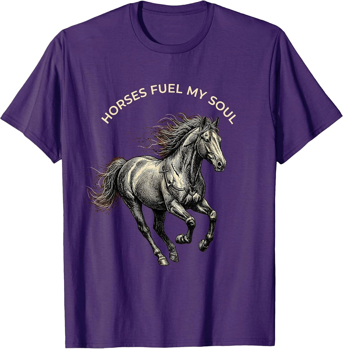 Horses Fuel My Soul Equestrian Design T-Shirt - Purple