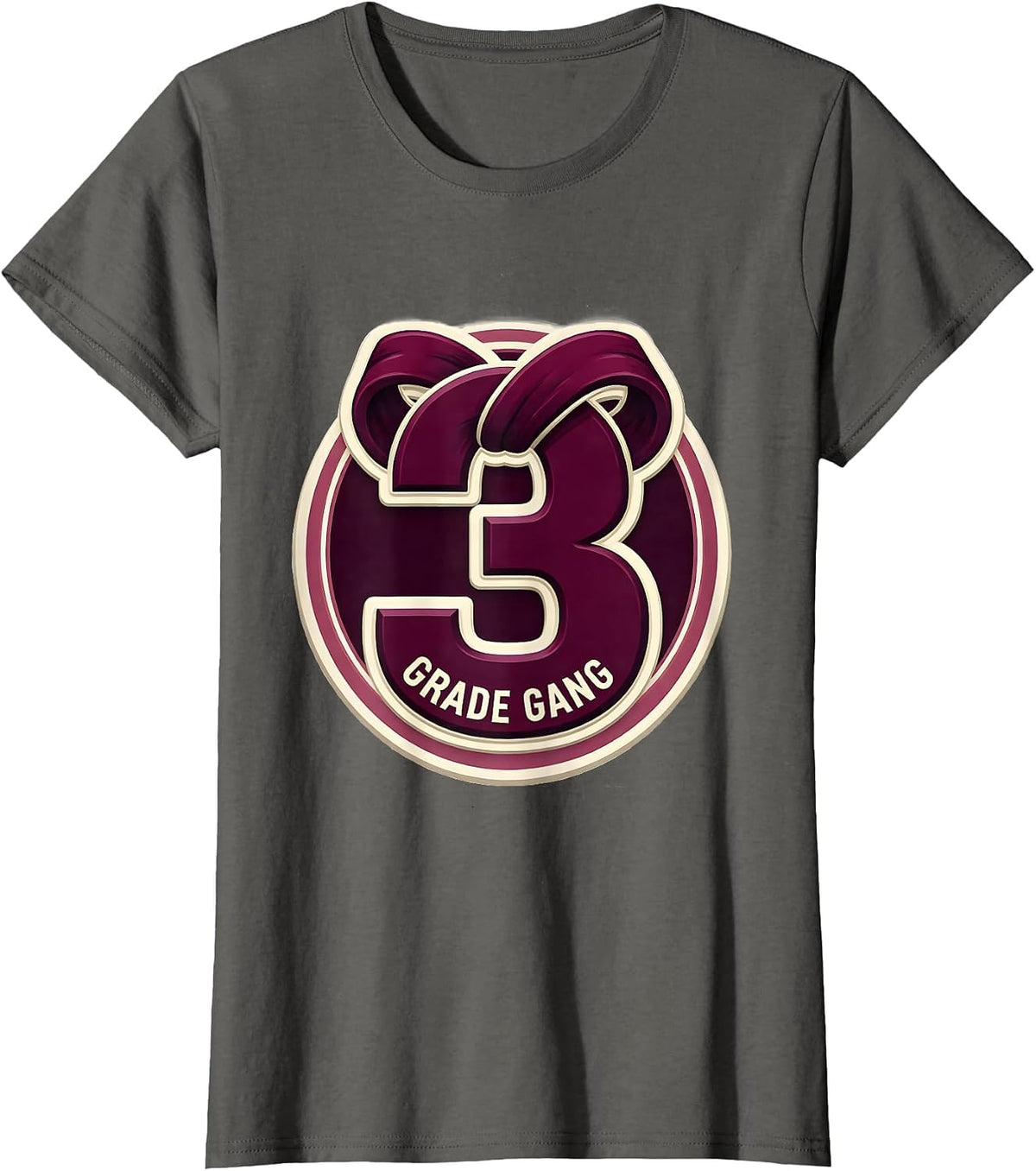 Women's 3rd Grade Gang Cute Back to School Coquette Bow T-Shirt - Asphalt Grey