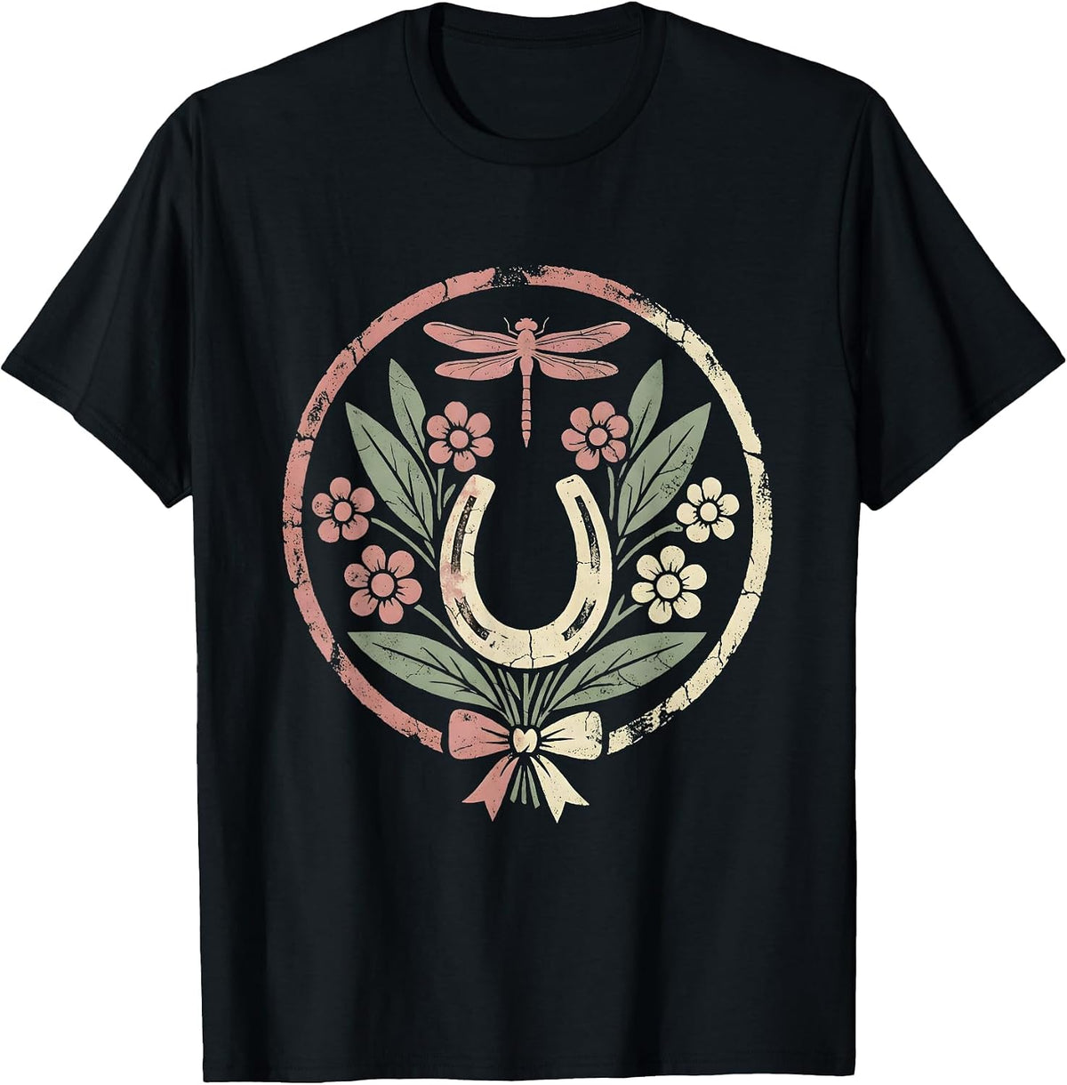 Men's Western Horse Braiding Cowgirl Illustration T-Shirt - Black
