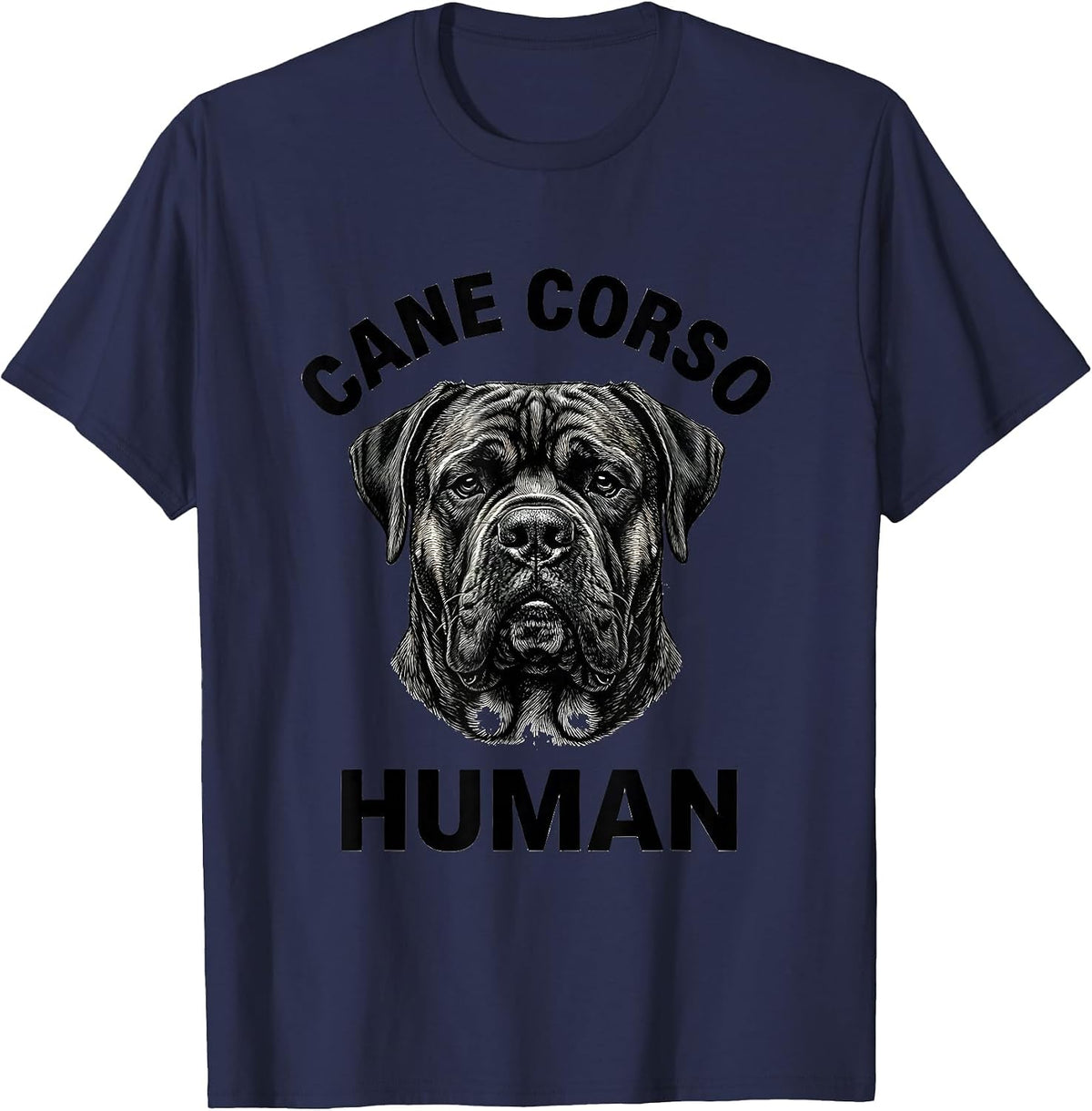 Men's Cane Corso Human Monochromatic Dog Owner Pride T-Shirt - Navy Blue