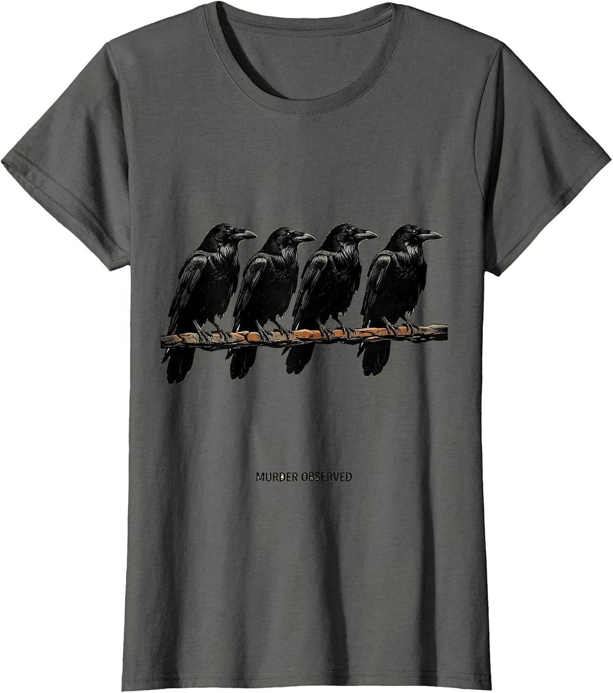 Women's Murder Observed Funny Crow Raven Gothic Edgar Allan Poe T-Shirt - Asphalt Grey