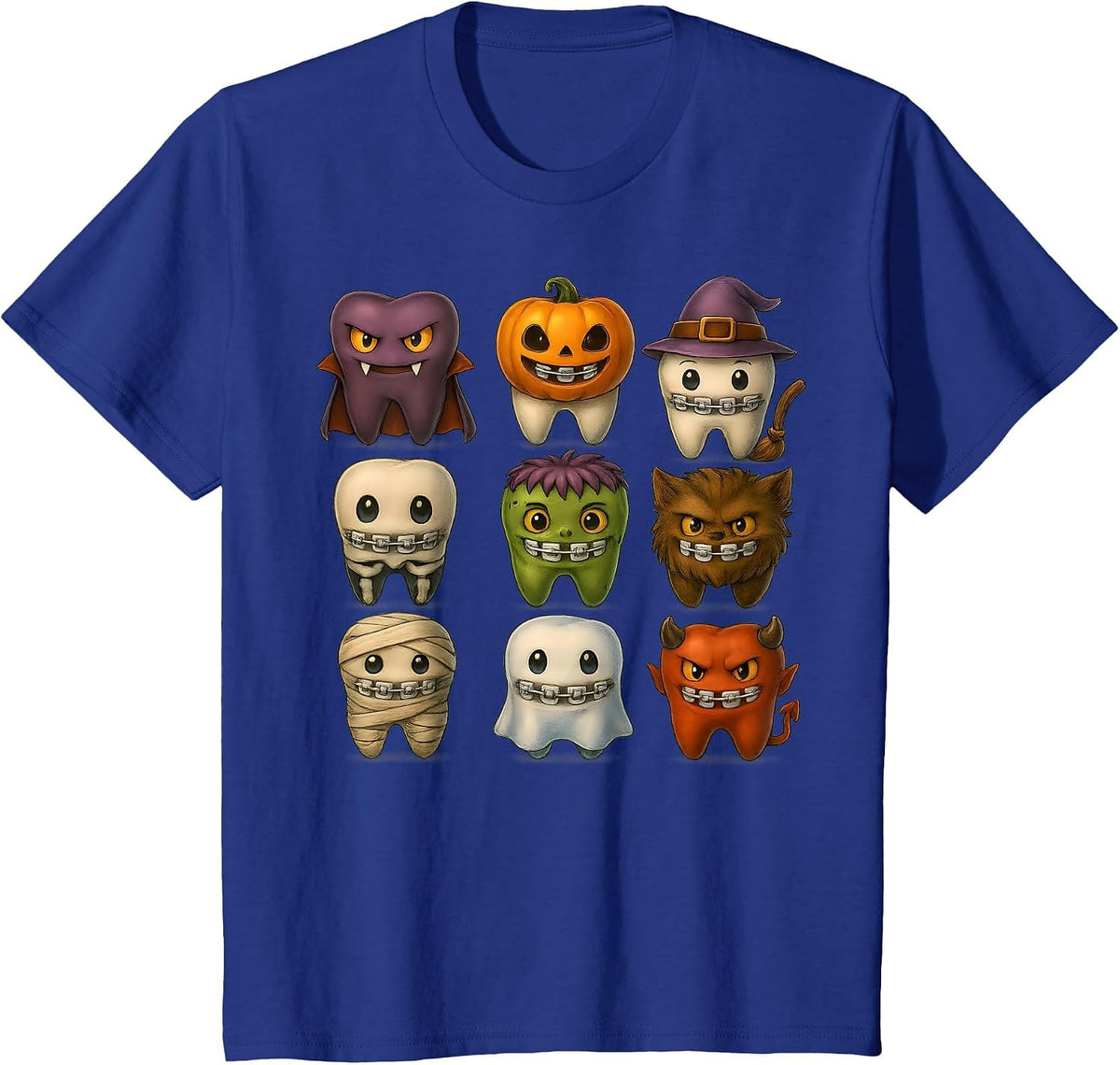 Funny Halloween Braces Squad Dentist Costume T-Shirt - Royal Blue
