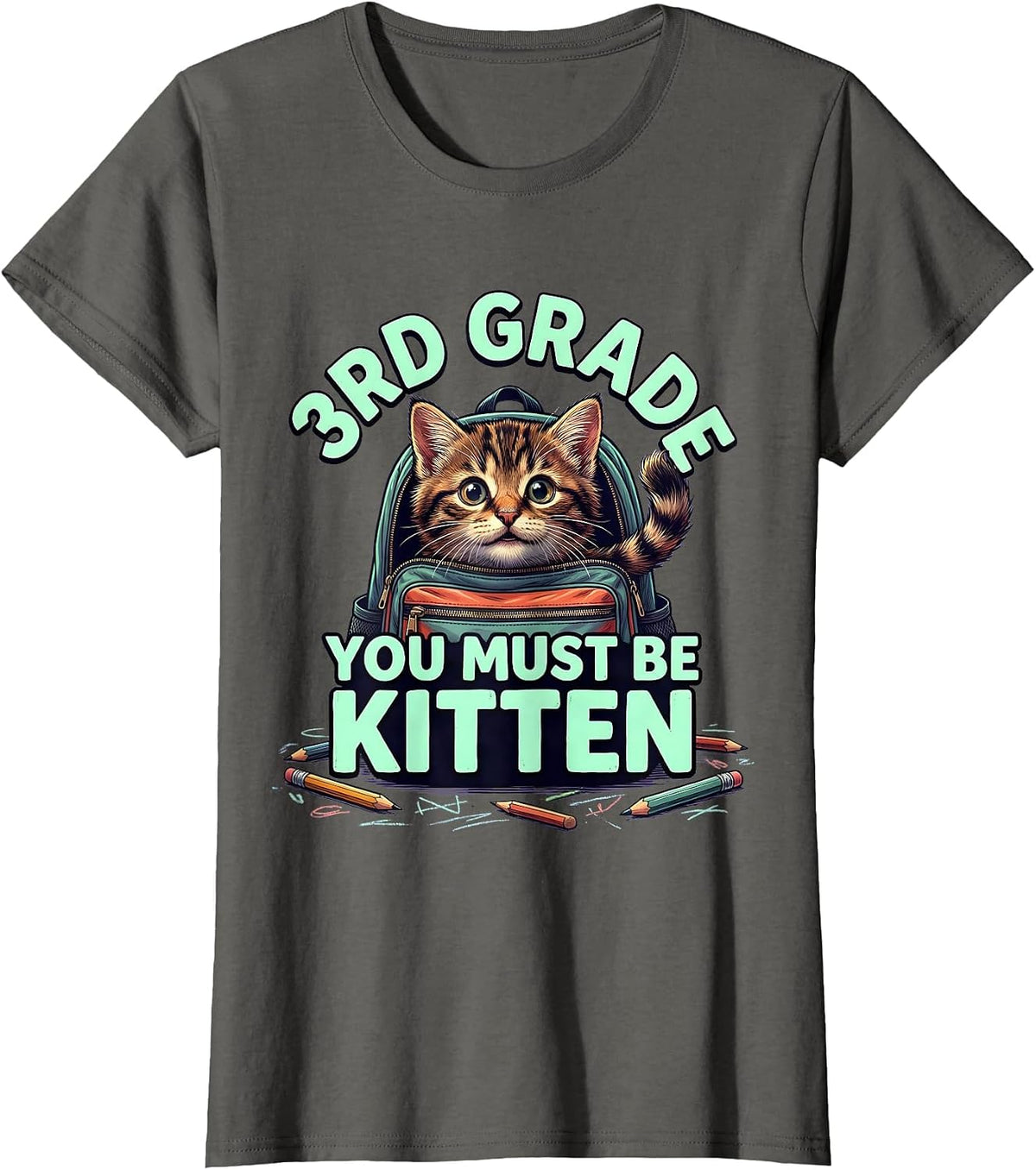 Women's 3rd Grade You Must Be Kitten Cute Cat Lover Back To School T-Shirt - Asphalt Grey