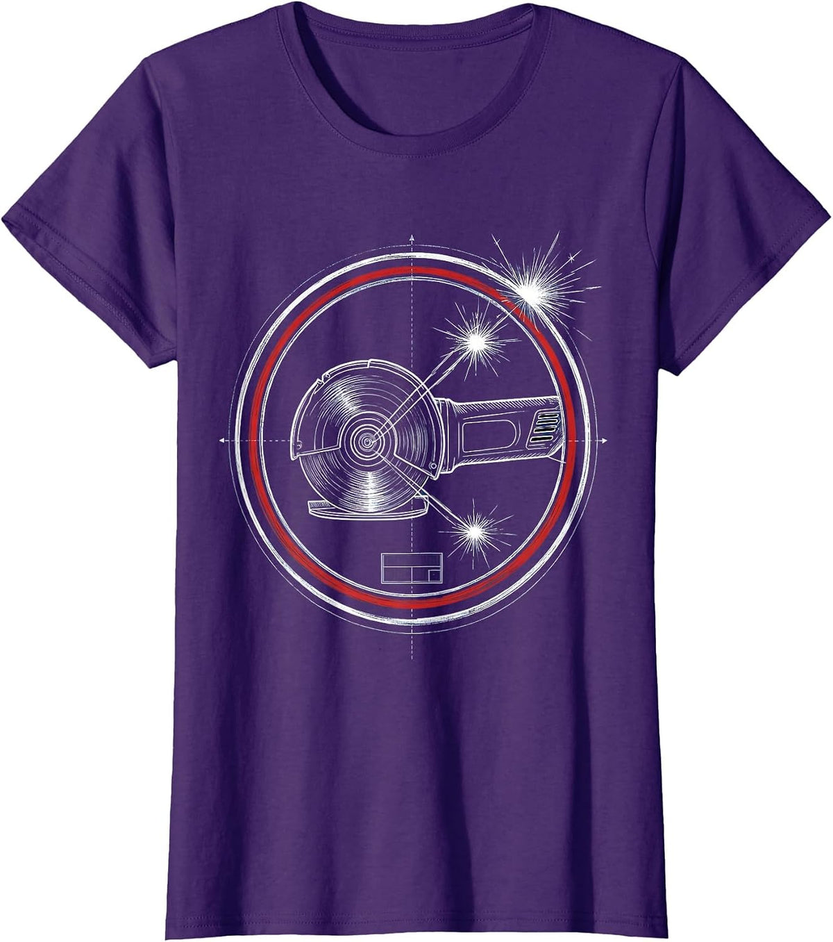 Women's Grinding Wheel Sparks Flying Illustration T-Shirt - Purple