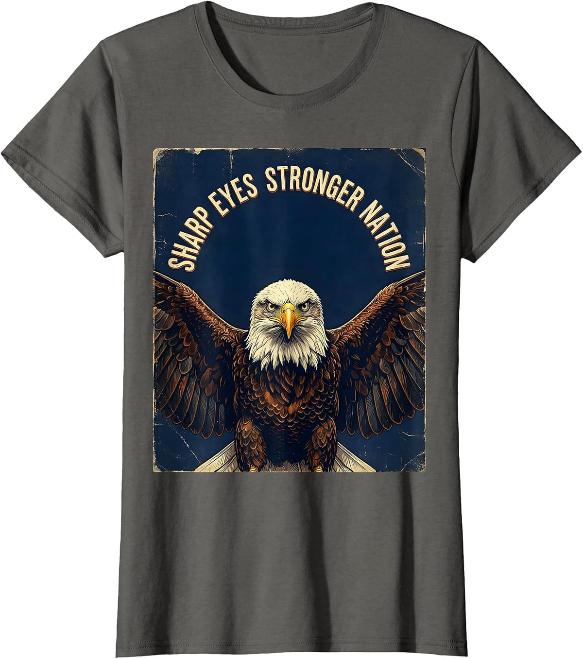Women's Eagle Eyed Veteran Bald Eagle Veterans Day Design T-Shirt - Asphalt Grey