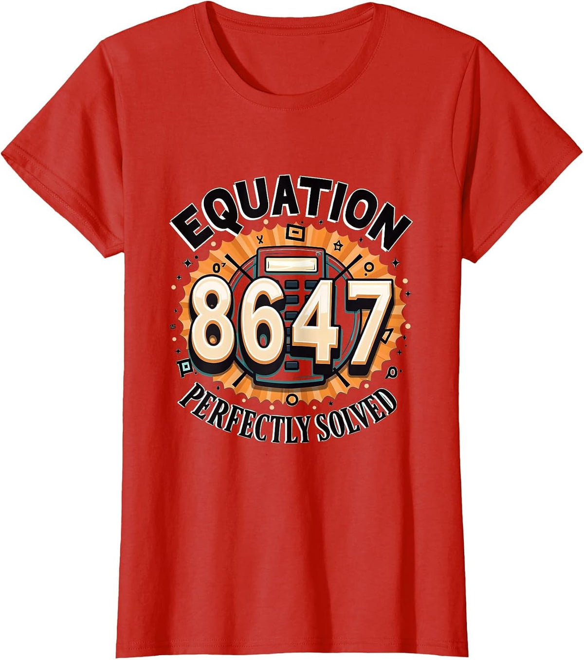 8647 Equation Perfectly Solved Mathematical Design T-Shirt - Red