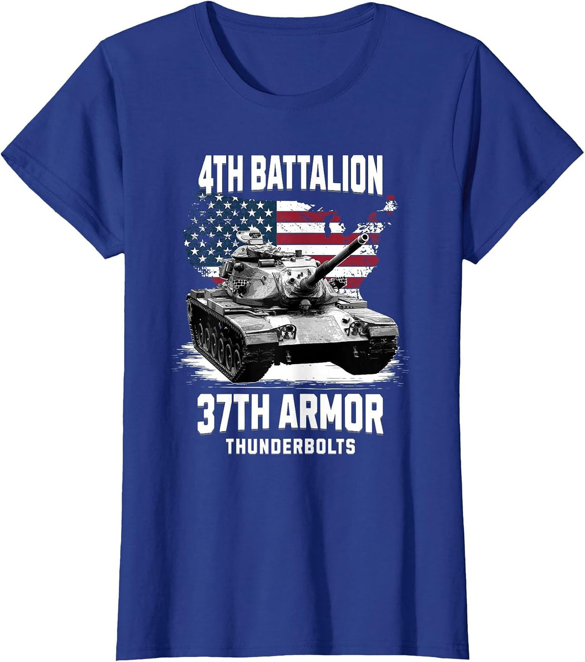 4th Battalion 37th Armor M60 Battle Tank Military Veteran T-Shirt - Royal Blue