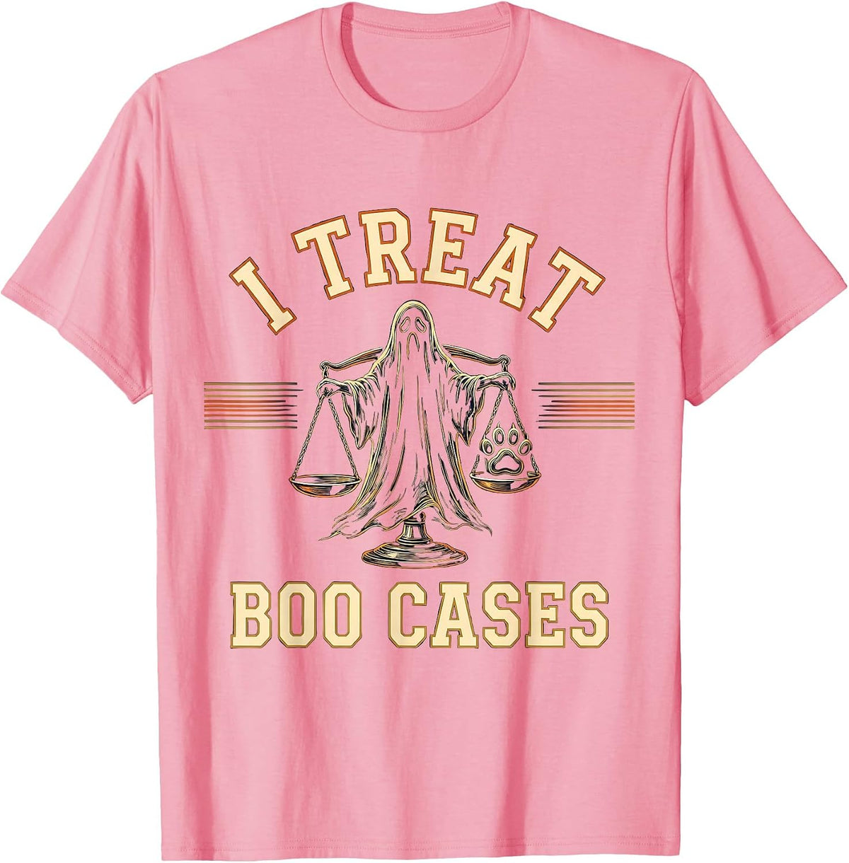 Men's I Treat Boo Cases Funny Vet Tech Halloween Workplace Humor T-Shirt - Pink