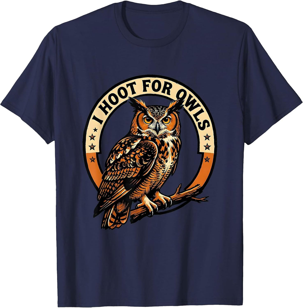 Men's I Hoot For Owls Funny Owl Lover Birdwatcher Eco-Awareness T-Shirt - Navy Blue