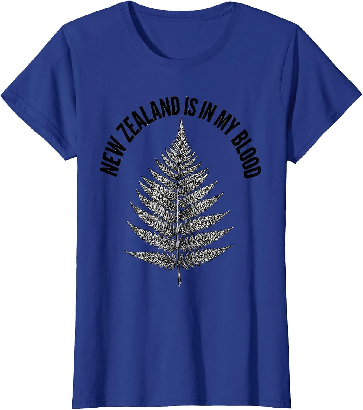 Women's New Zealand Is In My Blood National Pride Rugby Fan Kiwi T-Shirt - Royal Blue