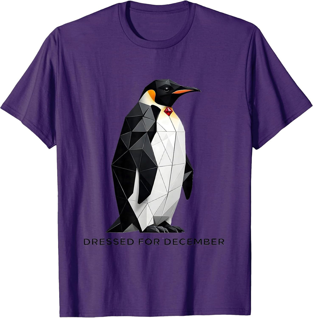 Men's Dressed For December Geometric Penguin Lover Christmas T-Shirt - Purple