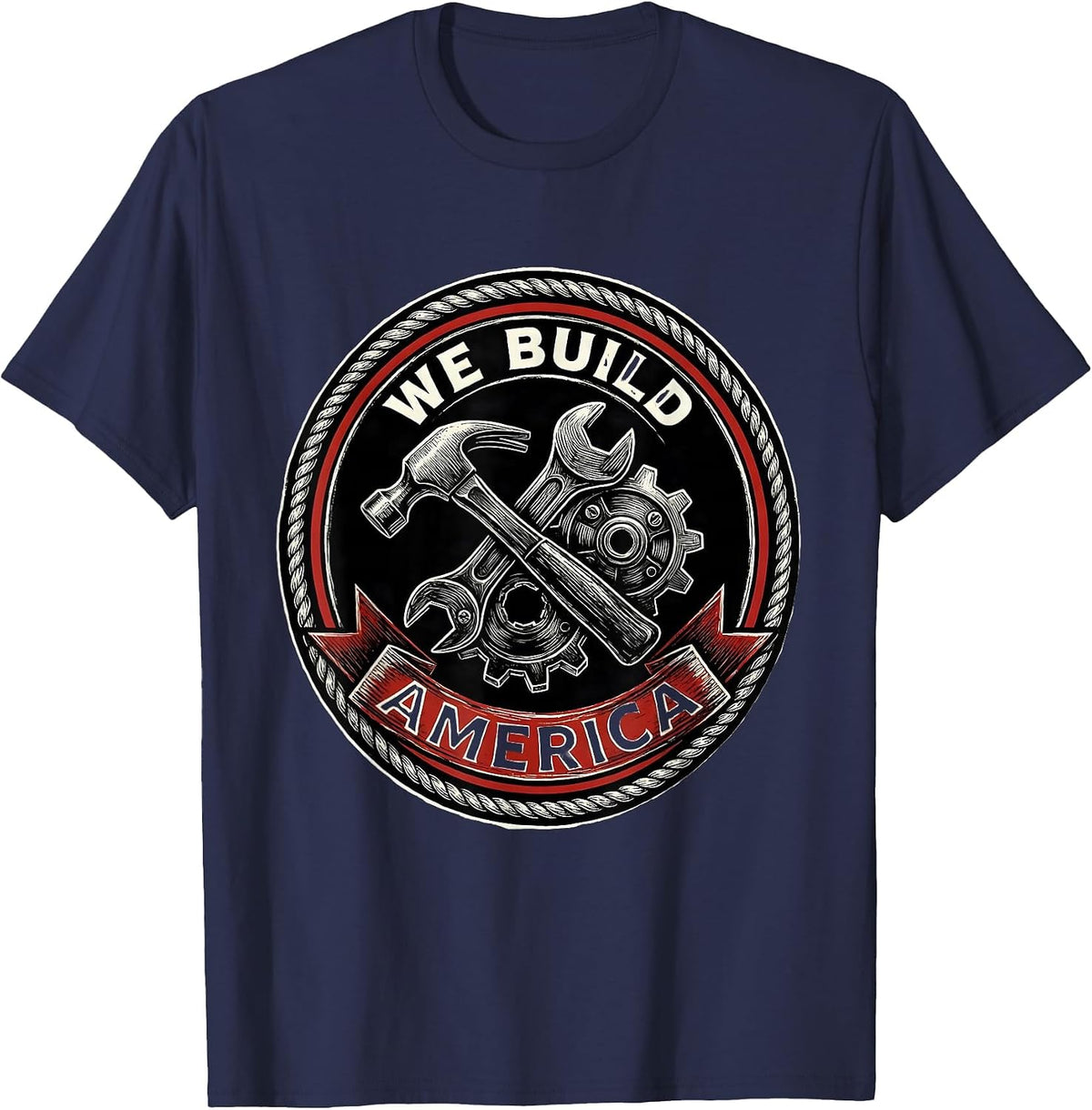 We Build America Labor Day Tool Collection Design T-Shirt - Navy Blue
