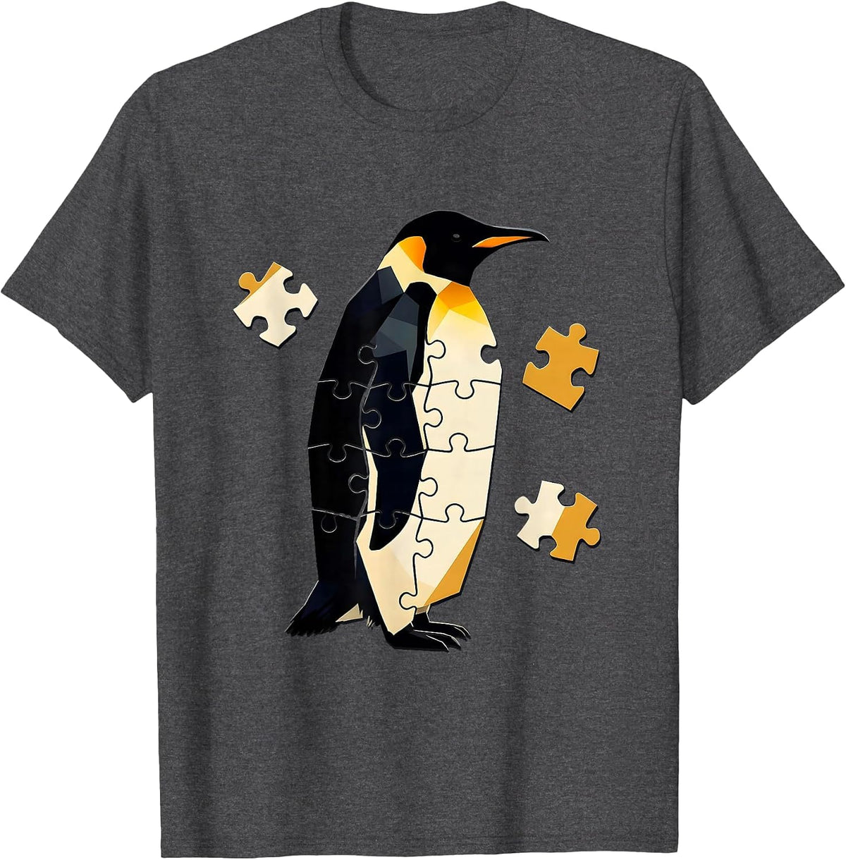Men's Angular Penguin Silhouette Funny Penguin Lover Gift T-Shirt - Dark Heather Grey