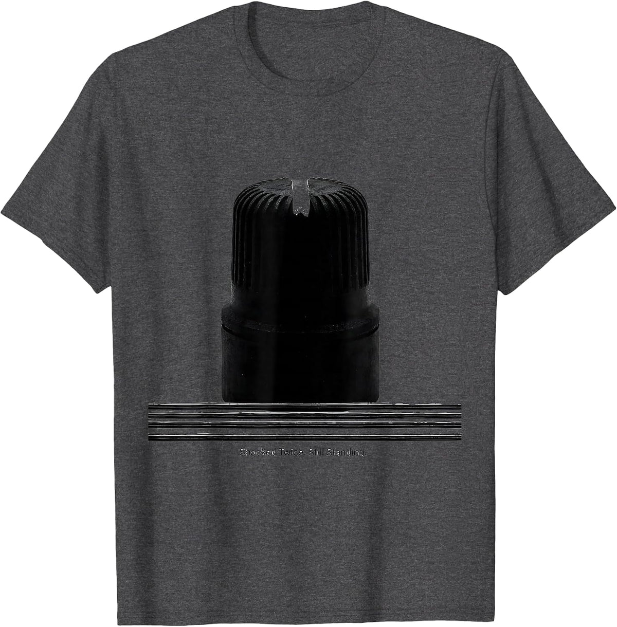 Men's Shocked Twice Still Standing Funny Electrician Gift T-Shirt - Dark Heather Grey