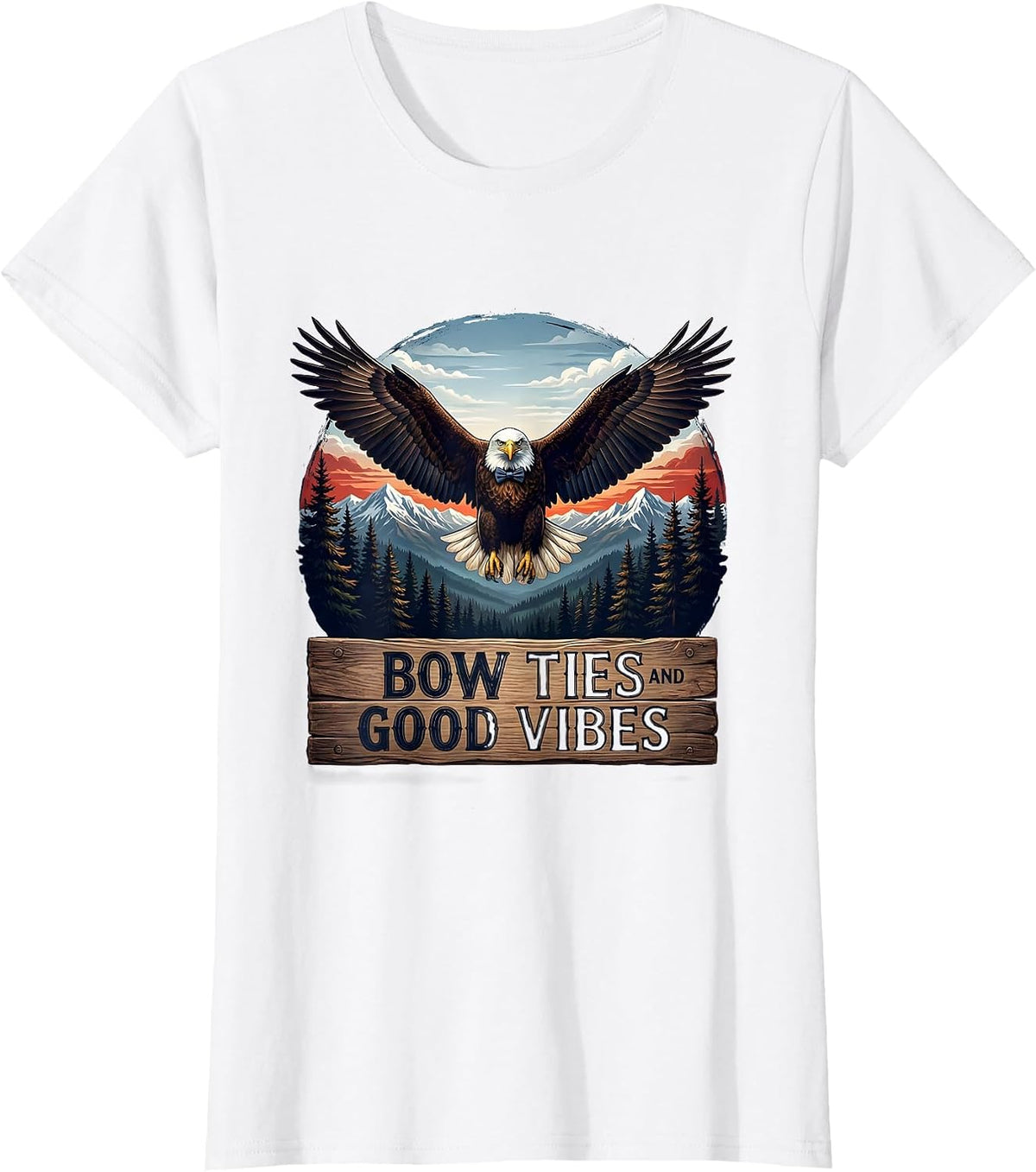Bow Ties and Good Vibes Tuxedo Graphic Design T-Shirt - White