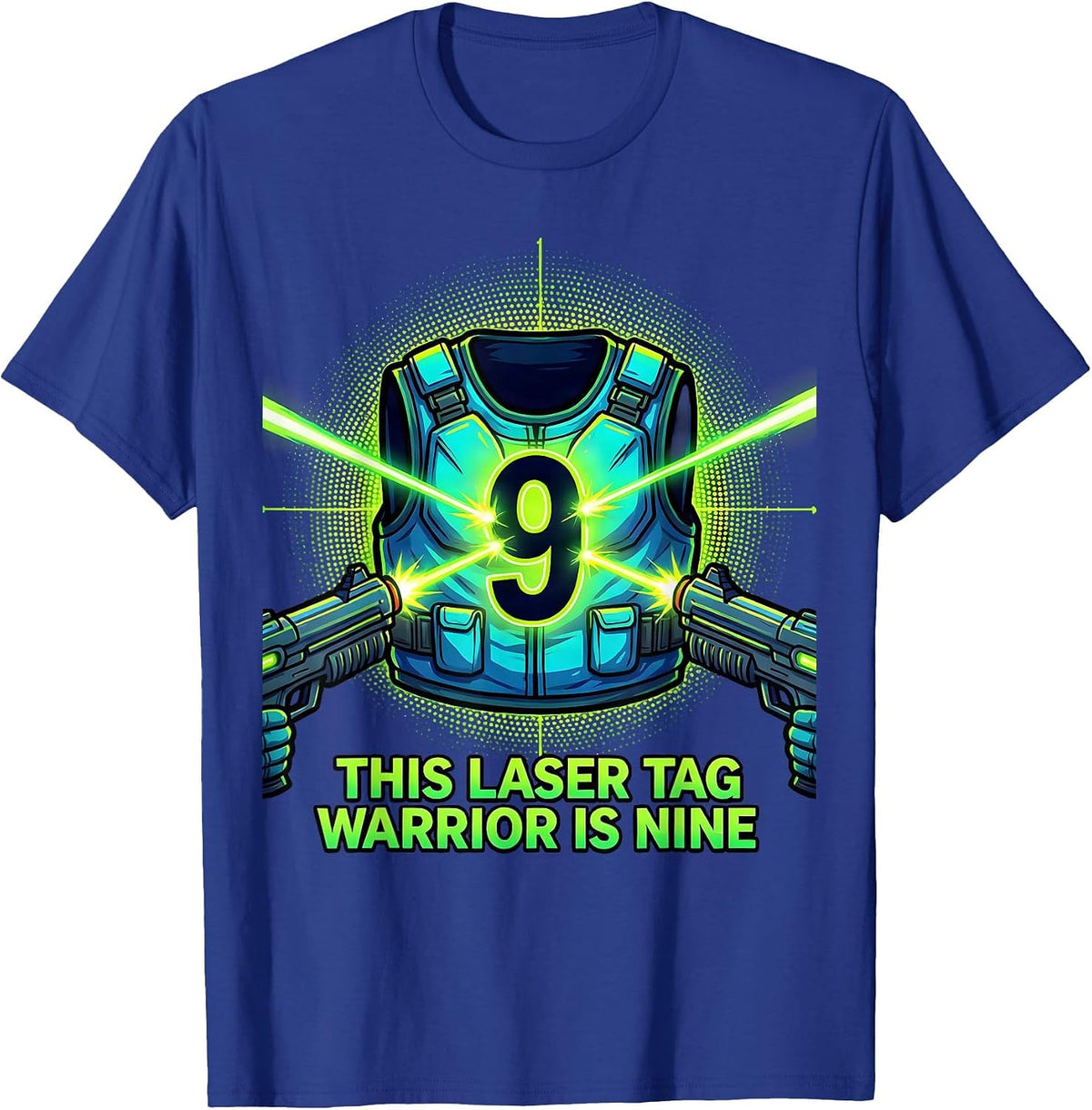 This Laser Tag Warrior Is Nine Cartoon Birthday Boy T-Shirt - Royal Blue