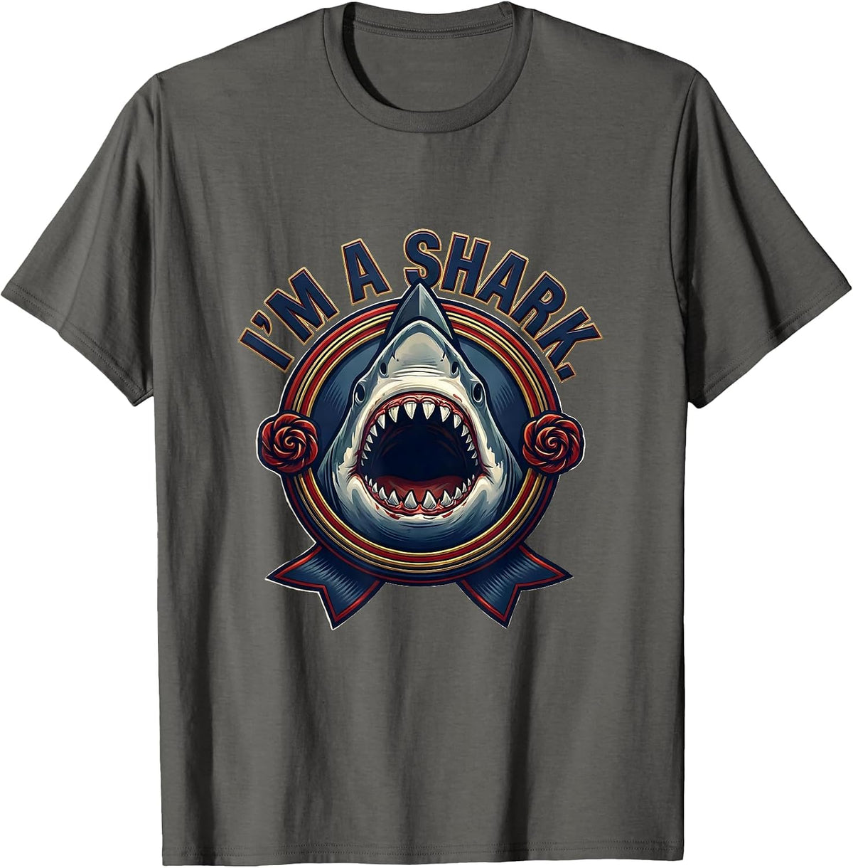 Men's I'm A Shark Funny Shark Jaw Halloween Costume Ocean Animal T-Shirt - Asphalt Grey