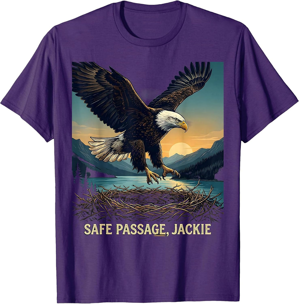 Men's Safe Passage Jackie Vintage Bald Eagle Memorial Tribute T-Shirt - Purple