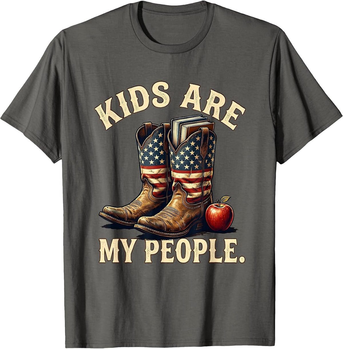 Kids Are My People Elementary Teacher Design T-Shirt - Asphalt Grey
