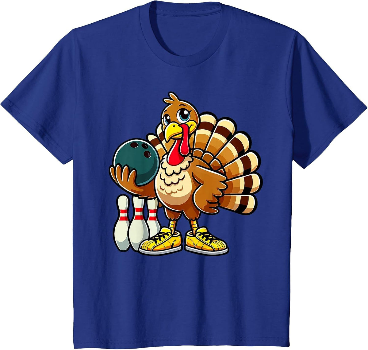 Thanksgiving Bowling Shirt Men Women Funny Turkey Bowling T-Shirt - Royal Blue