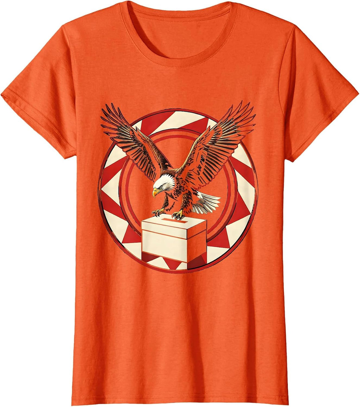 Bald Eagle Ballot Box Civic Pride Illustration T-Shirt - Orange