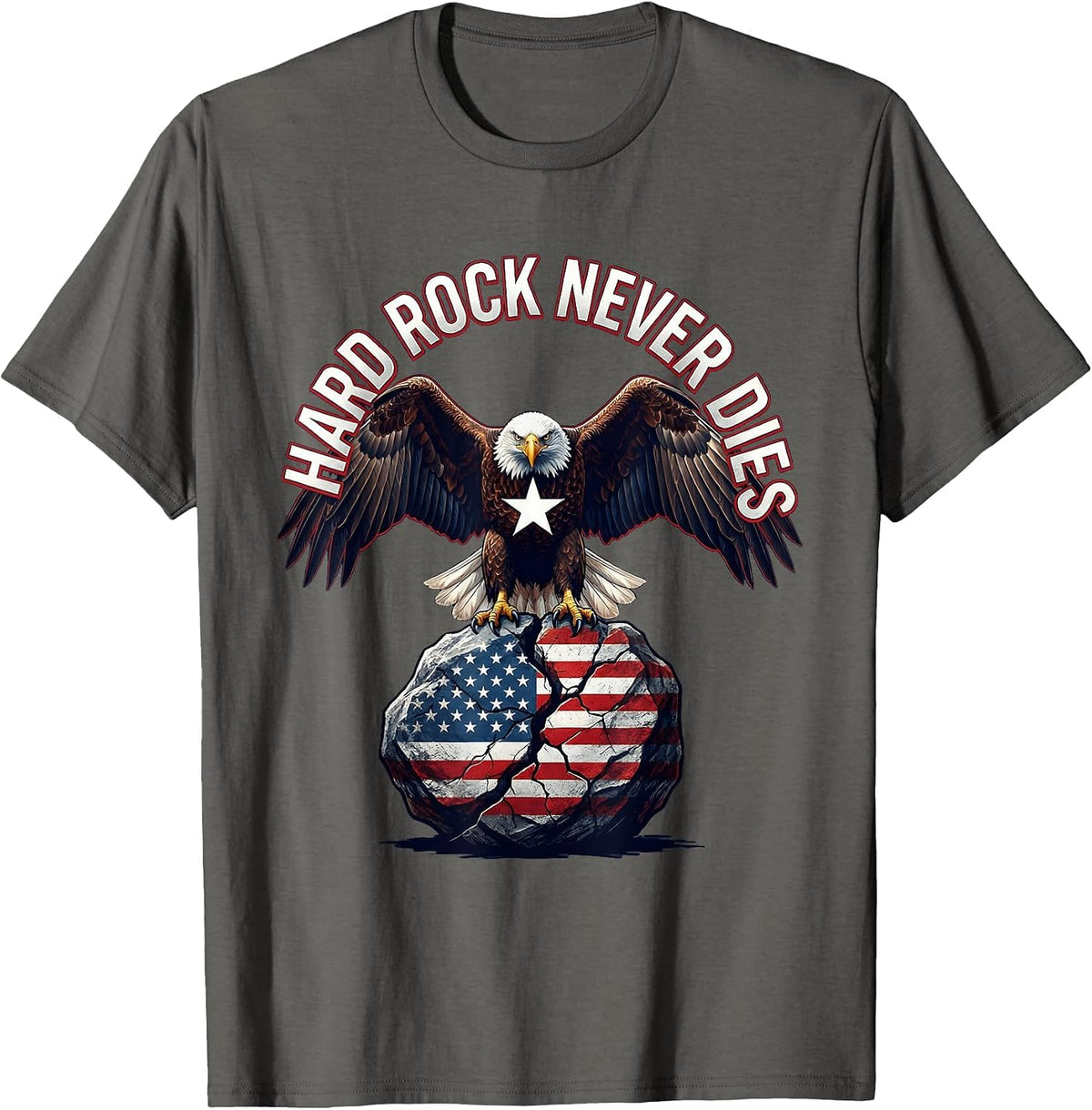 Hard Rock Never Dies Bold Rock Men Design T-Shirt - Asphalt Grey