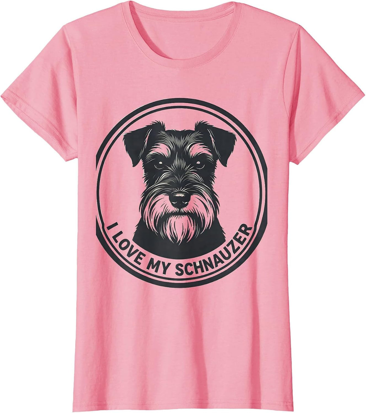 I Love My Schnauzer Funny Miniature Schnauzer Lover Dog Mom T-Shirt, Women, Pink, Medium - As Pictured