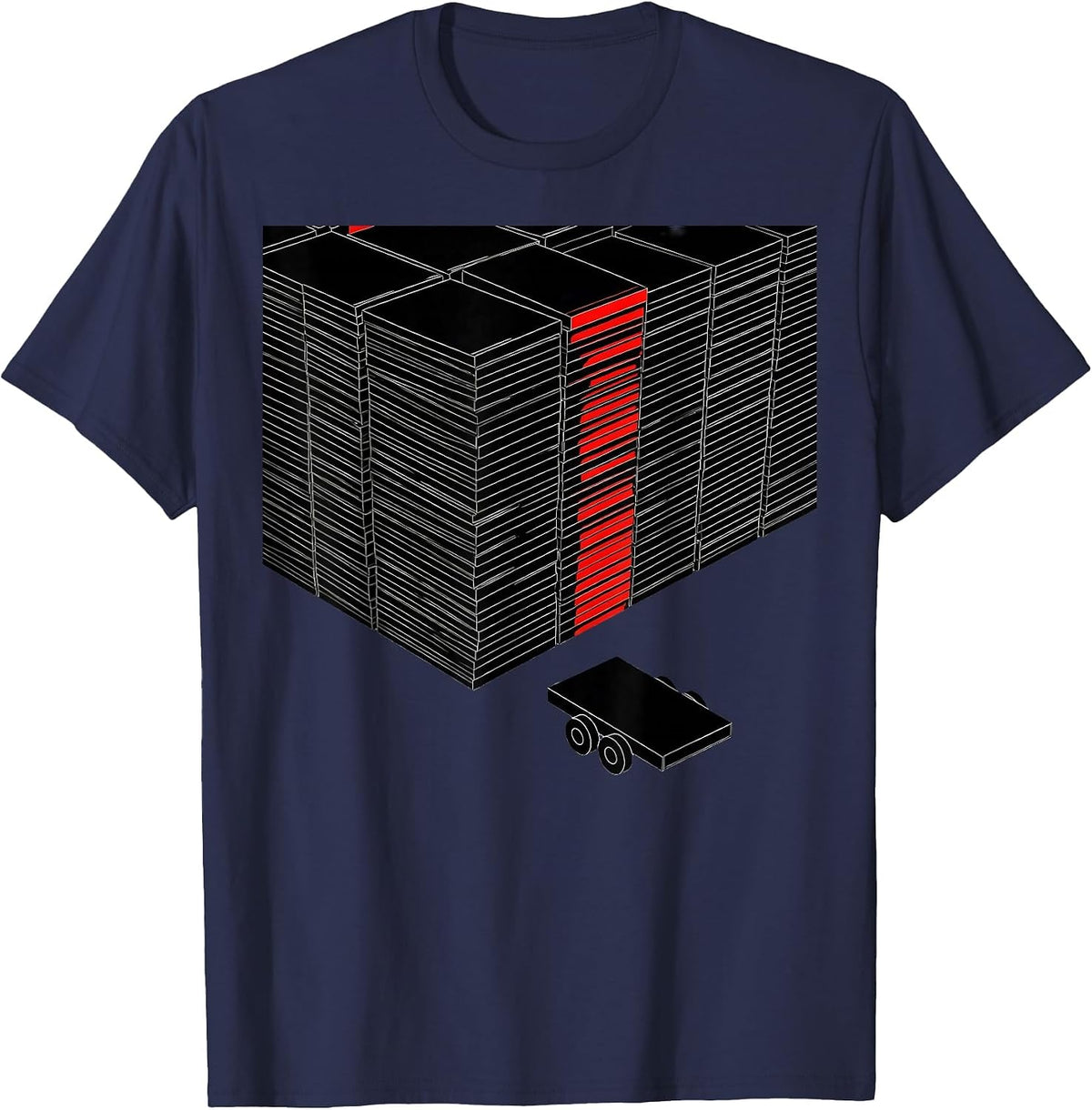 Stacked Cartons American Flag Trucker Semi Driver T-Shirt - Navy Blue