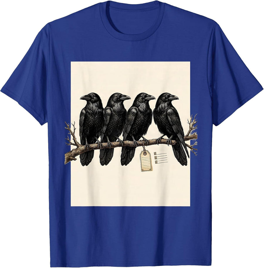 Four Crows Lineup Dark Humor Gothic Bird Lover T-Shirt - Royal Blue
