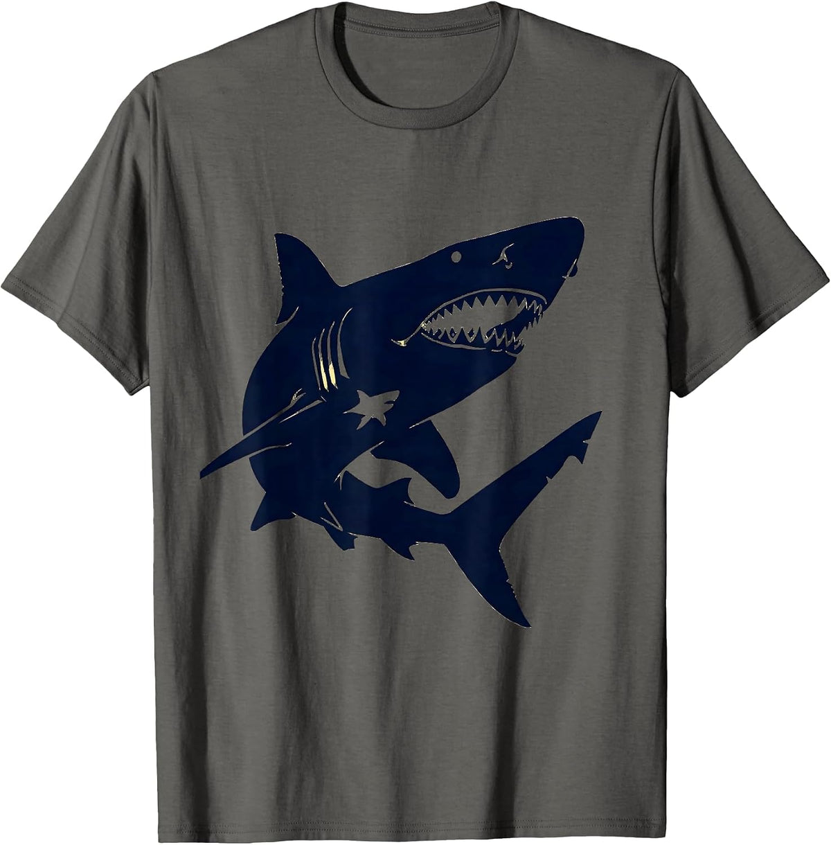 Men's Sawshark Silhouette Ocean Animal Lover Humor T-Shirt - Asphalt Grey