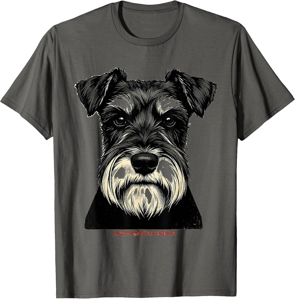 Men's I Love My Miniature Schnauzer Funny Dog Lover Pet Parent T-Shirt - Asphalt Grey