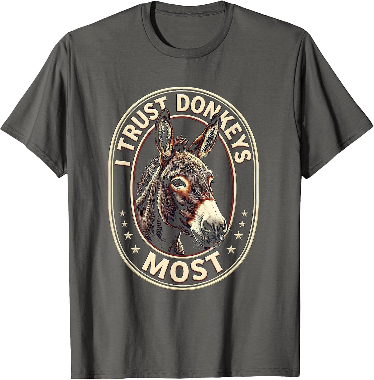 Men's I Trust Donkeys Most Funny Vintage Donkey Farm Animal Humor T-Shirt - Asphalt Grey