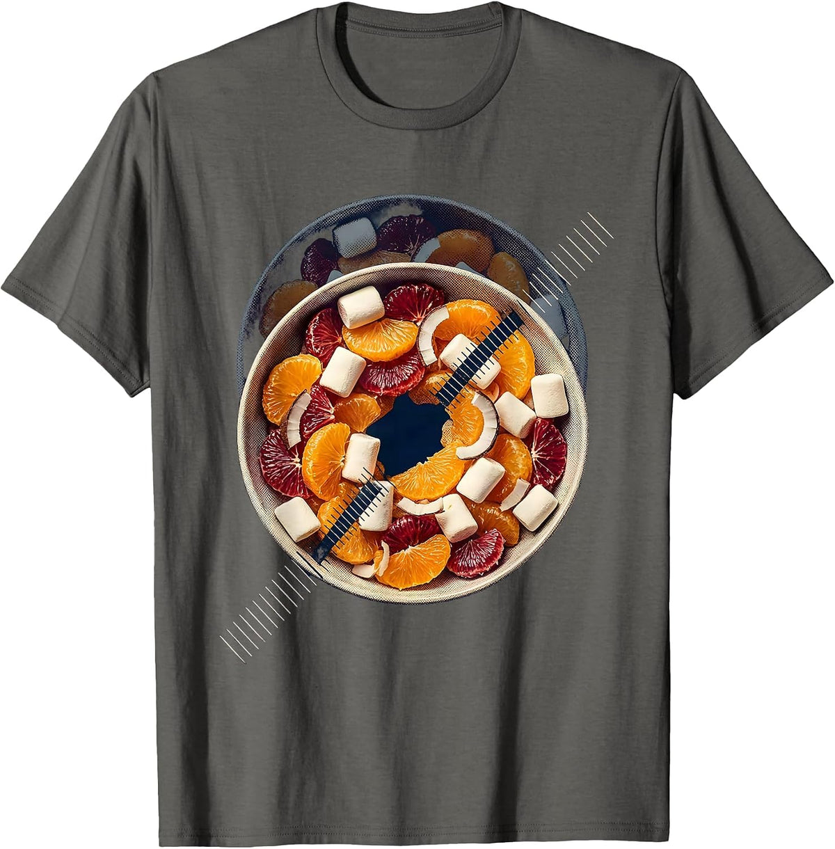 Citrus Marshmallow Bowl Thanksgiving Food Humor T-Shirt - Asphalt Grey