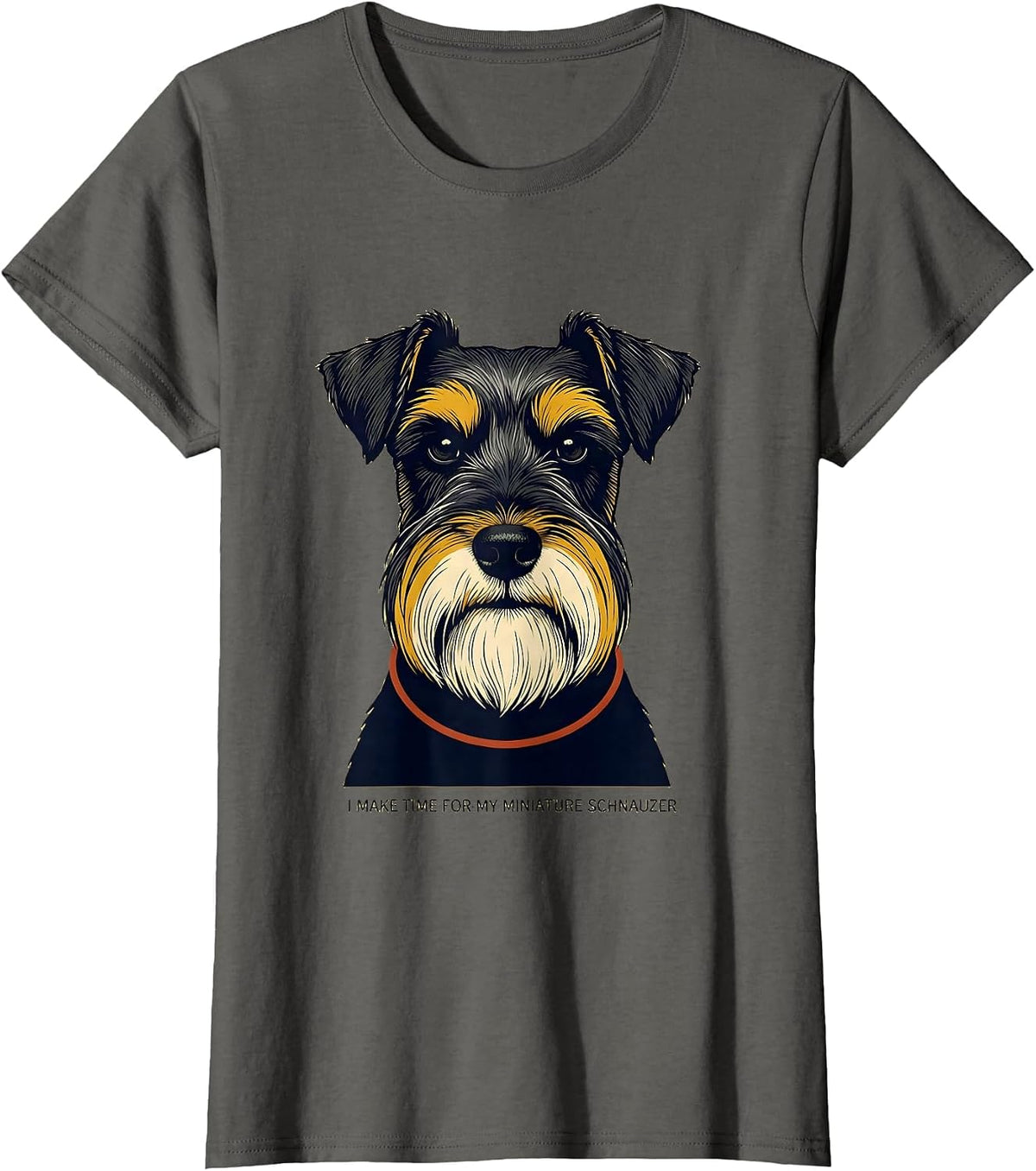 Women's I Make Time For My Miniature Schnauzer Funny Pet Lover Humor T-Shirt - Asphalt Grey