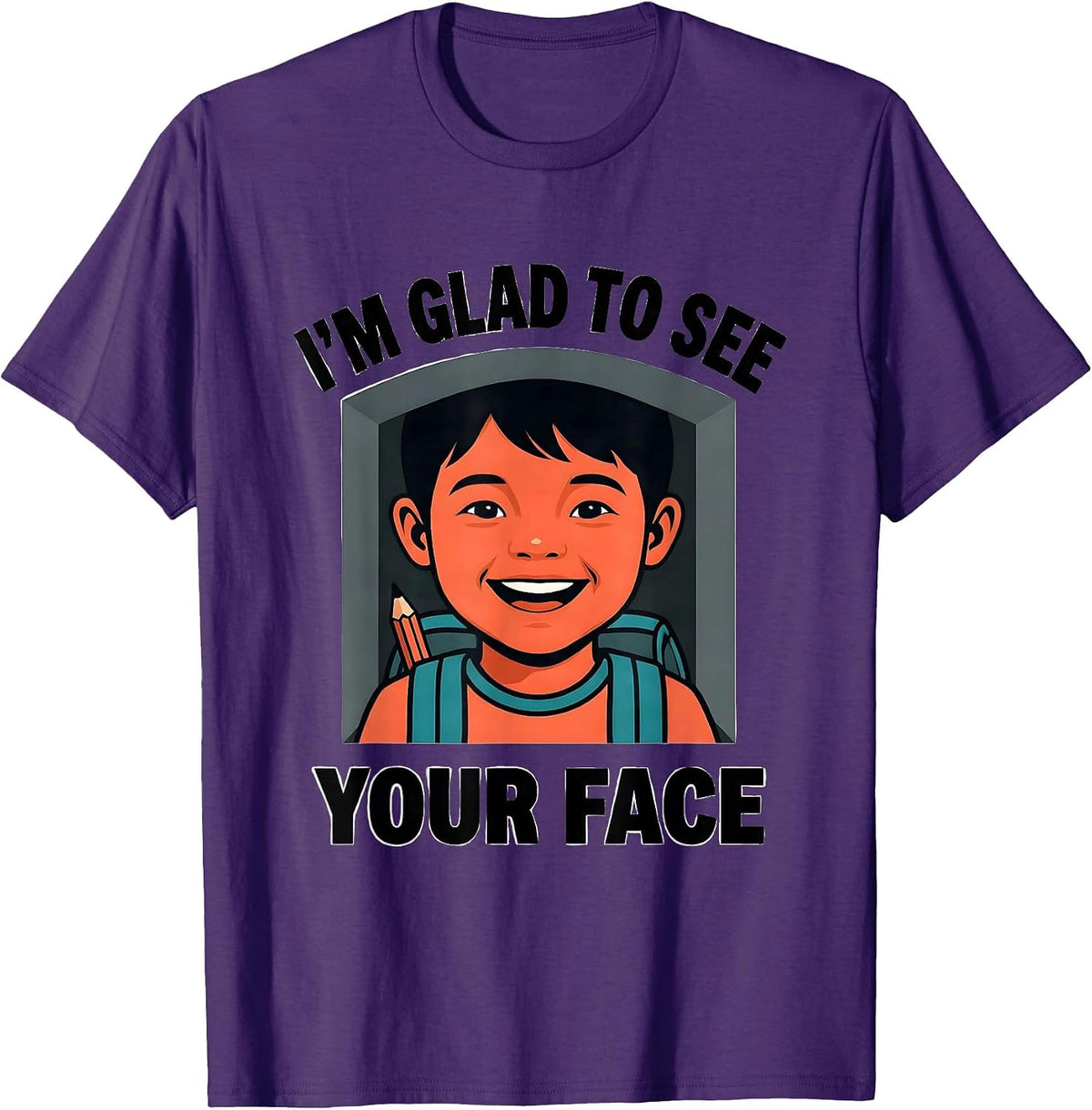 Men's I'm Glad To See Your Face Cute Teacher Back to School T-Shirt - Purple