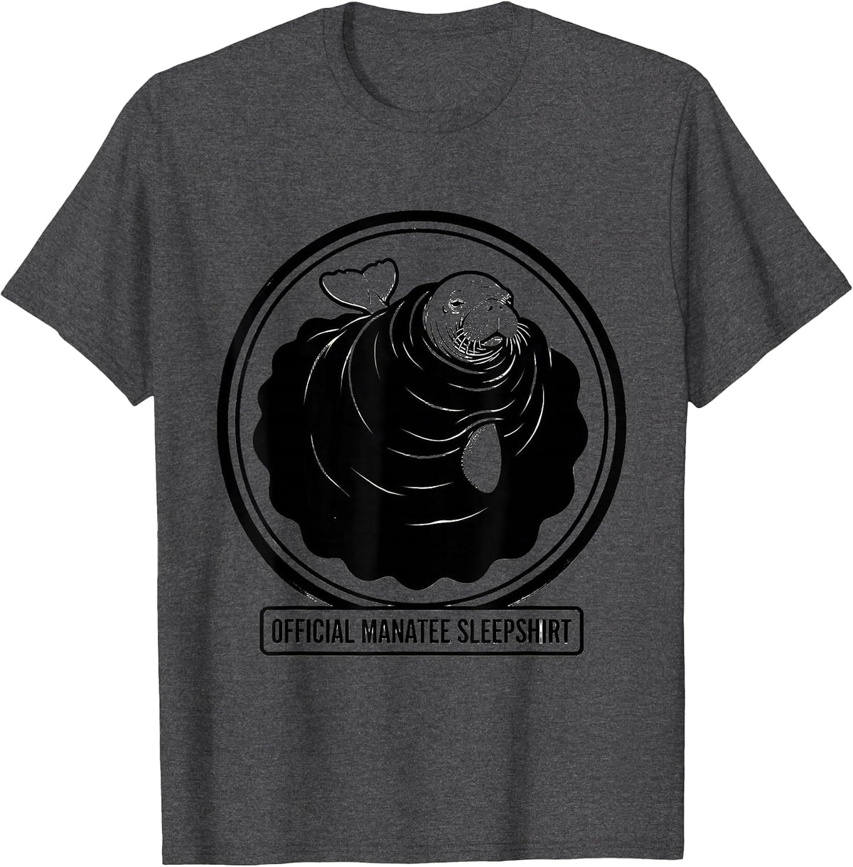 Men's Official Manatee Sleepshirt Cute Animal Lover Lounge T-Shirt - Dark Heather Grey