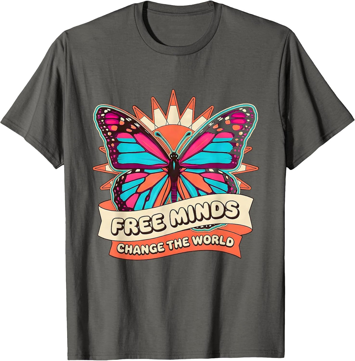 Free Minds Change The World Freedom Design T-Shirt - Asphalt Grey