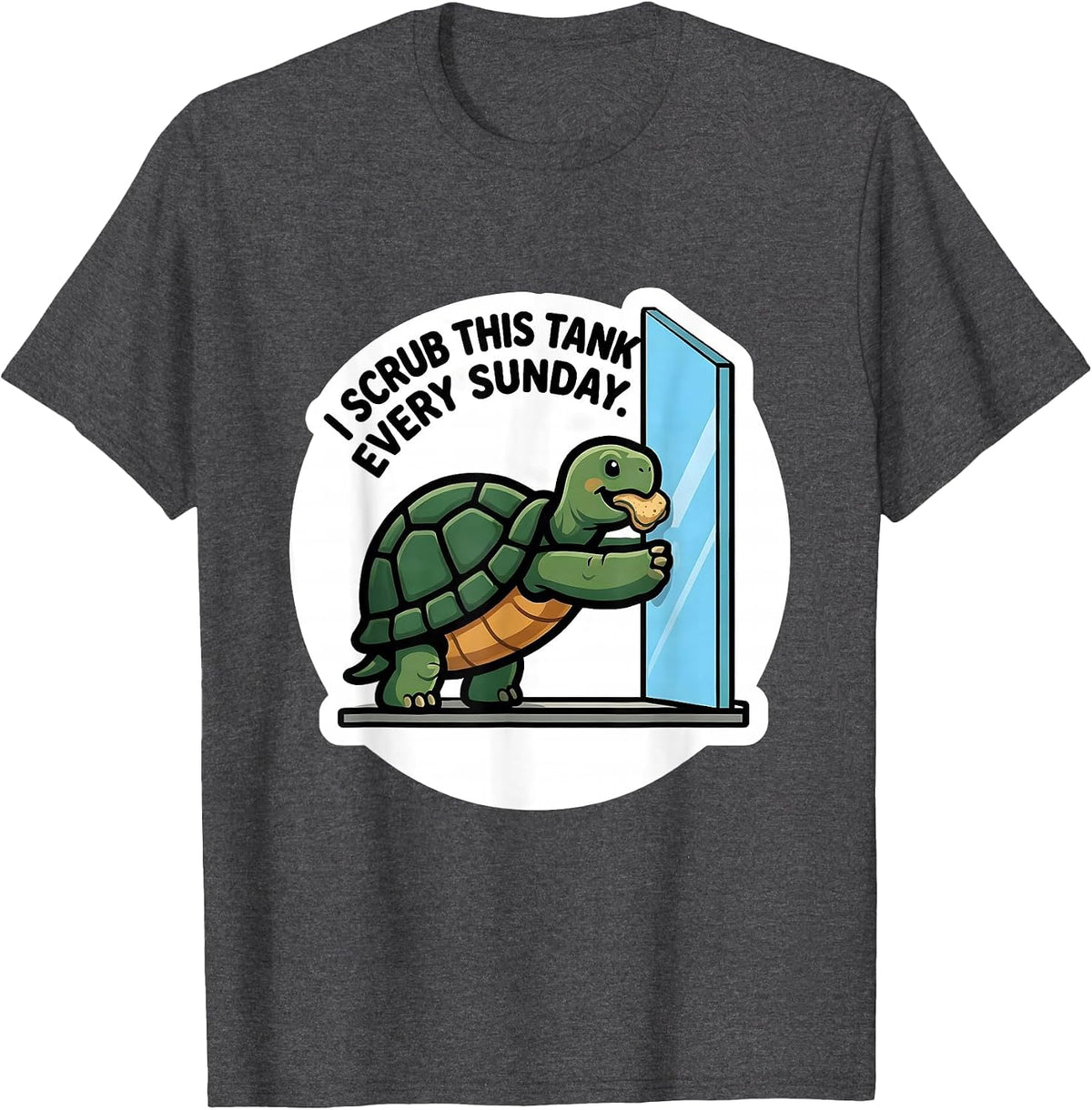 I Scrub This Tank Every Sunday Funny Tortoise Lover Pet T-Shirt - Dark Heather Grey