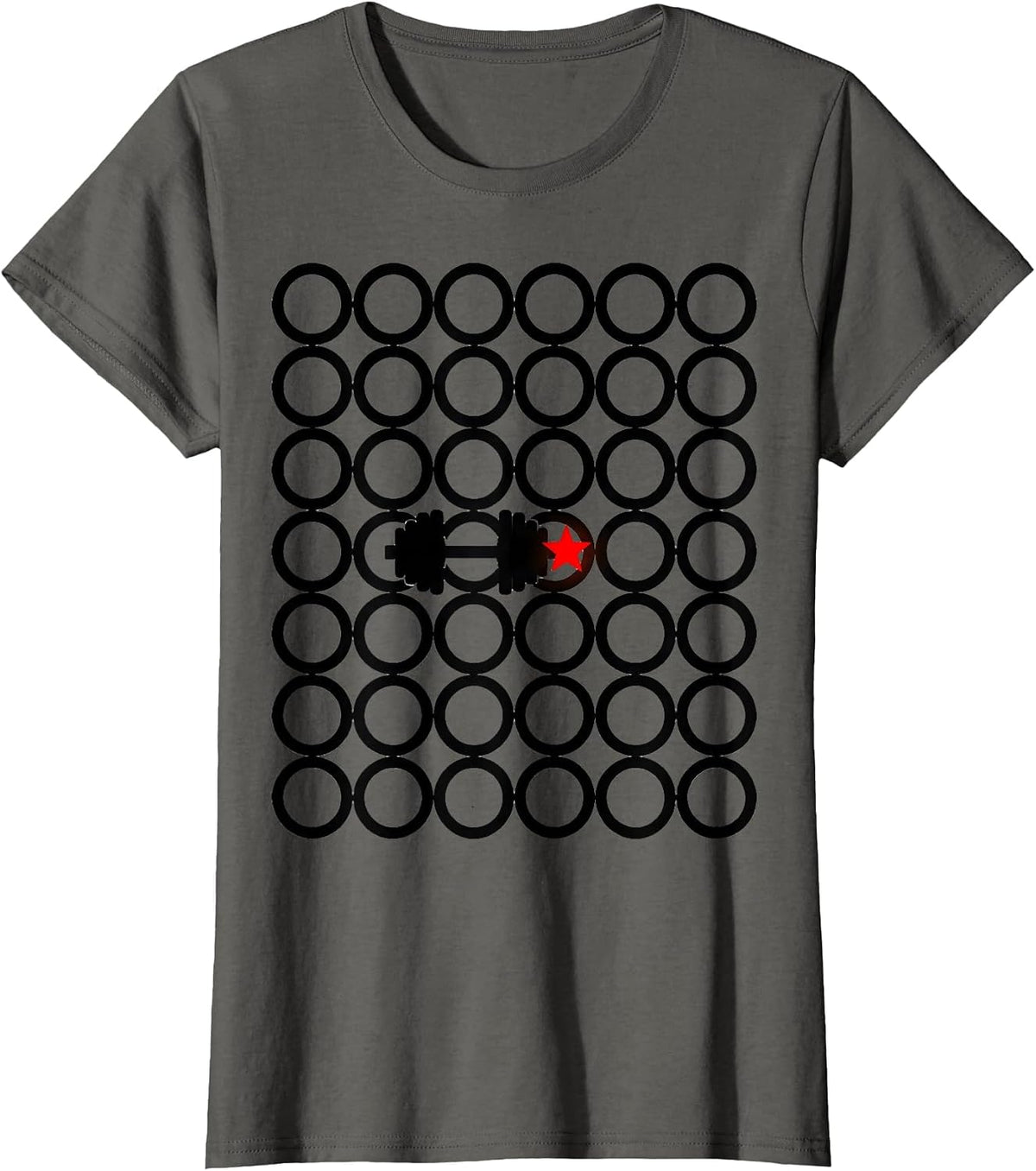 Women's Loaded Ring Grid Funny Gym Workout Christmas Novelty T-Shirt - Asphalt Grey