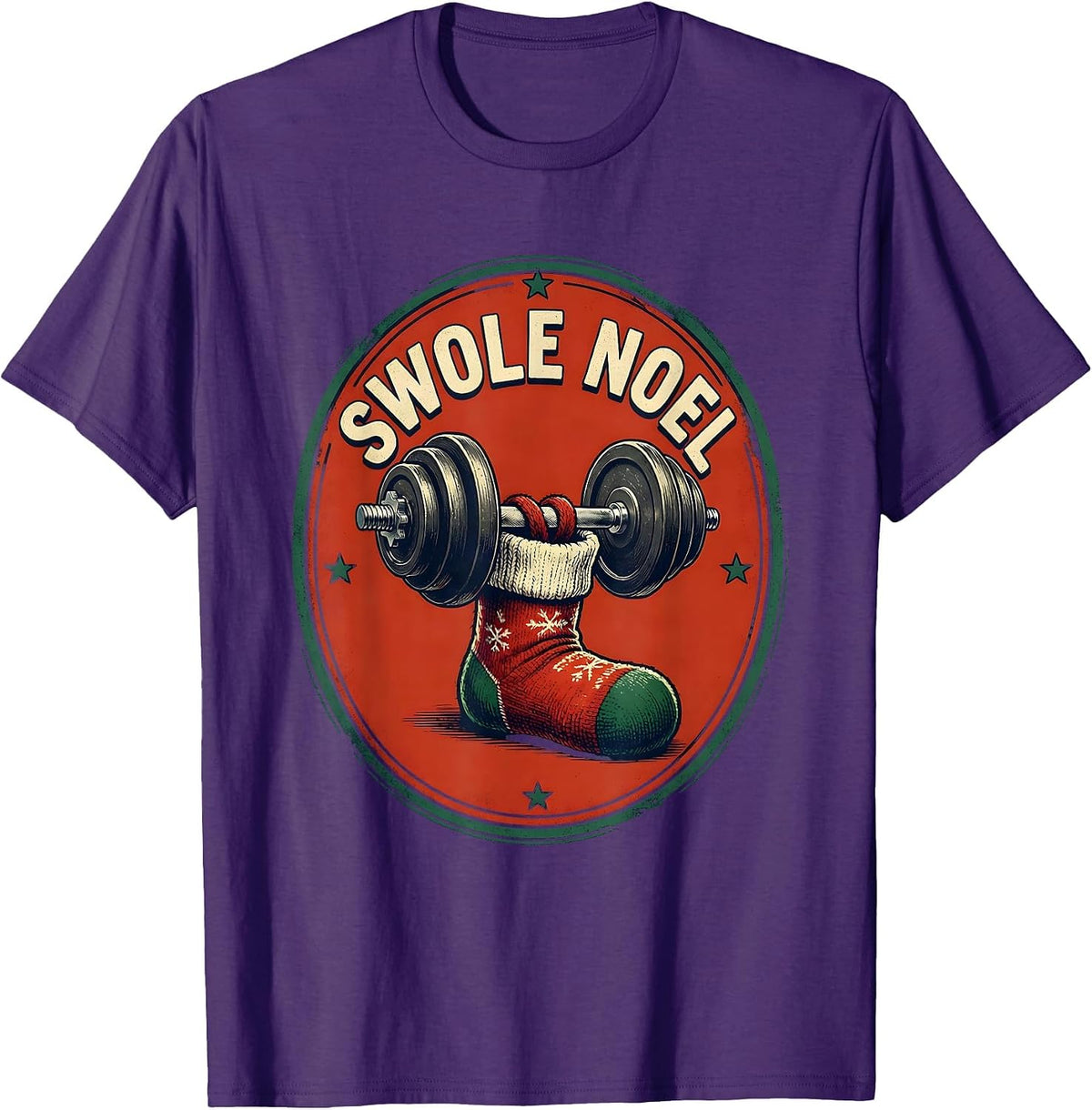 Swole Noel Funny Christmas Weightlifting Gym Workout Fitness T-Shirt - Purple