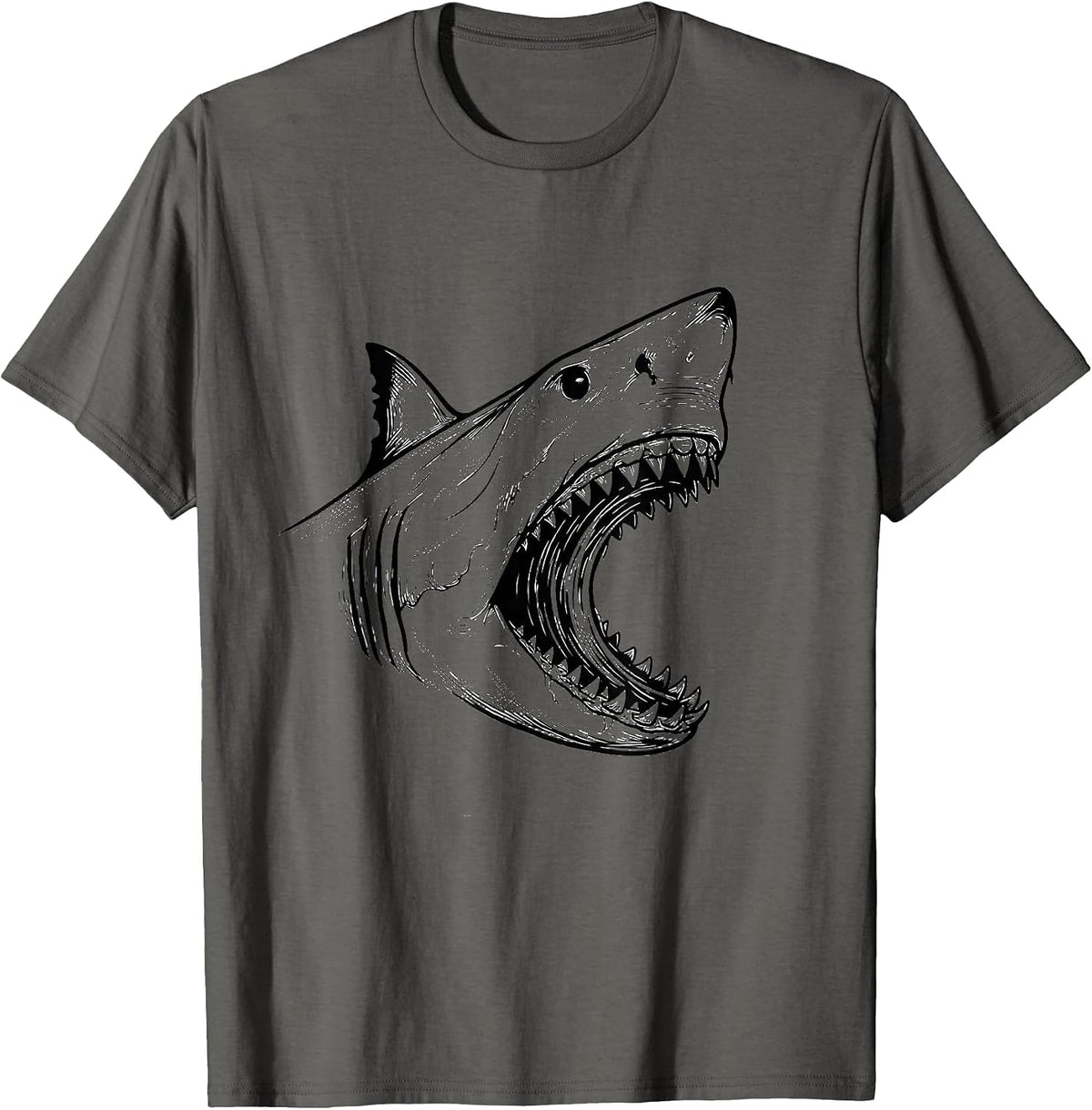 Men's Shark Jaw Line Art Funny Halloween Costume T-Shirt - Asphalt Grey