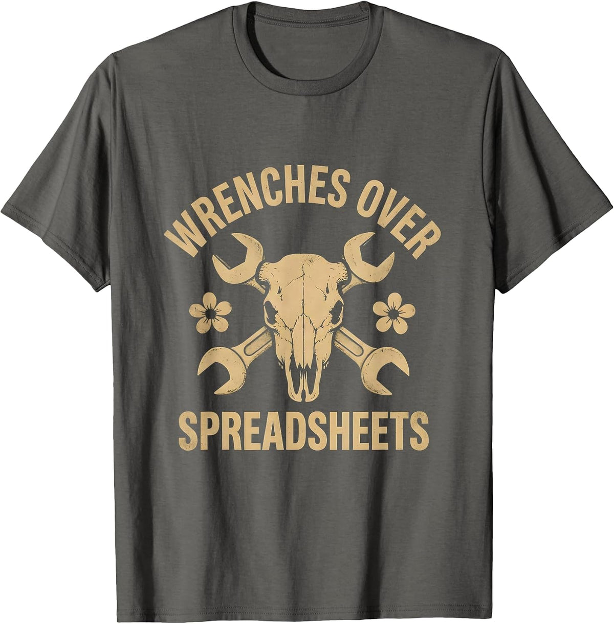 Wrenches Over Spreadsheets Blue Collar Pride T-Shirt - Asphalt Grey