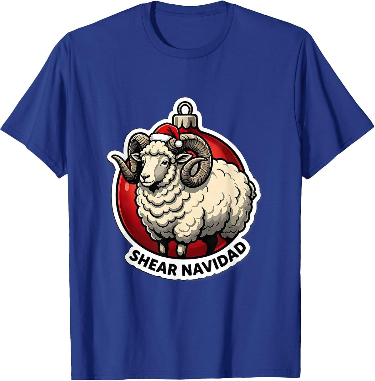 Men's Shear Navidad Funny Llama Christmas Pun Ugly Sweater Party T-Shirt - Royal Blue