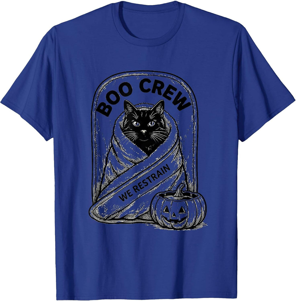 Men's Boo Crew We Restrain Funny Vet Tech Halloween Veterinary T-Shirt - Royal Blue