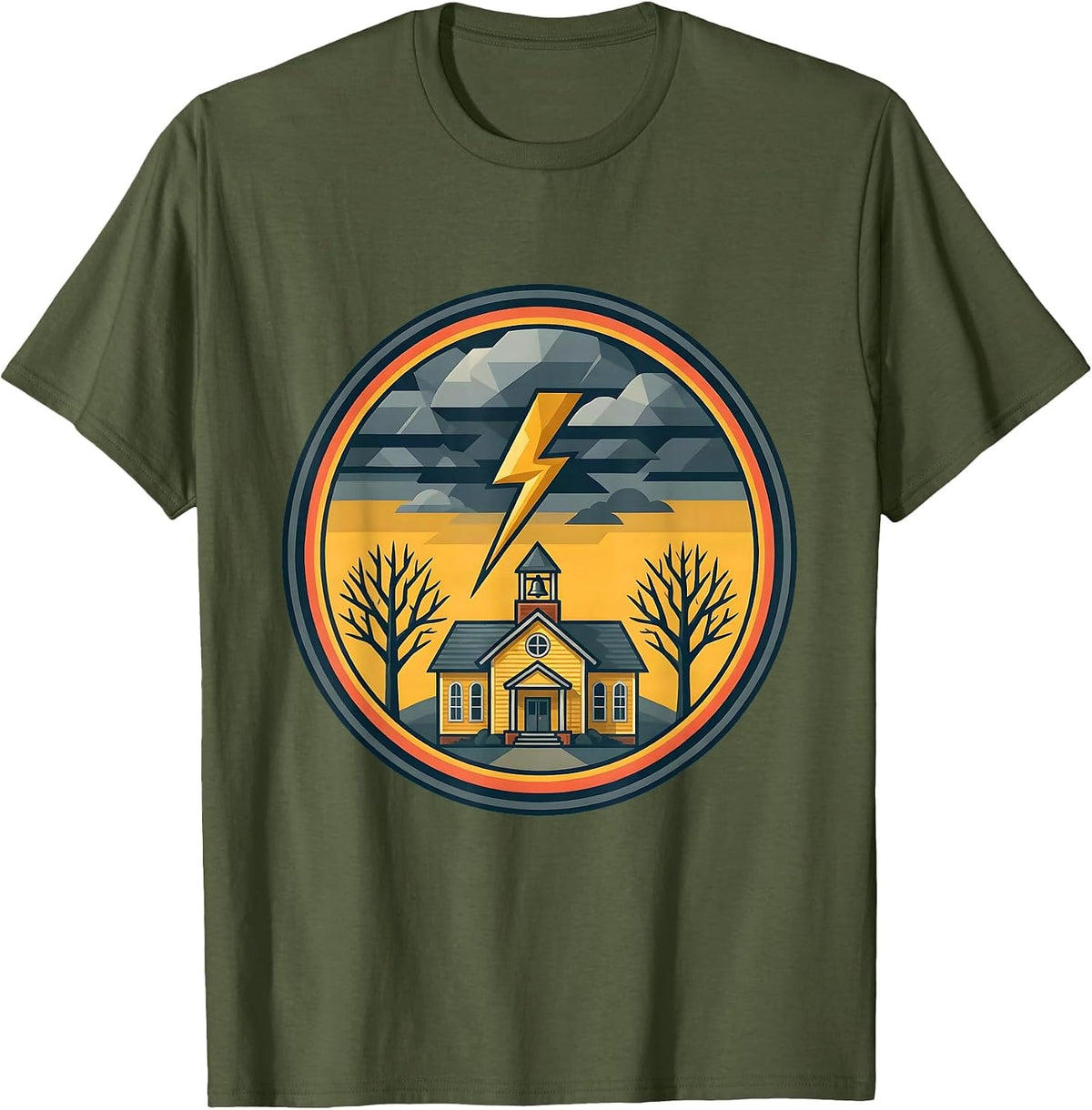 Men's Old Schoolhouse Stormy Sky Graphic Tee T-Shirt - Olive Green