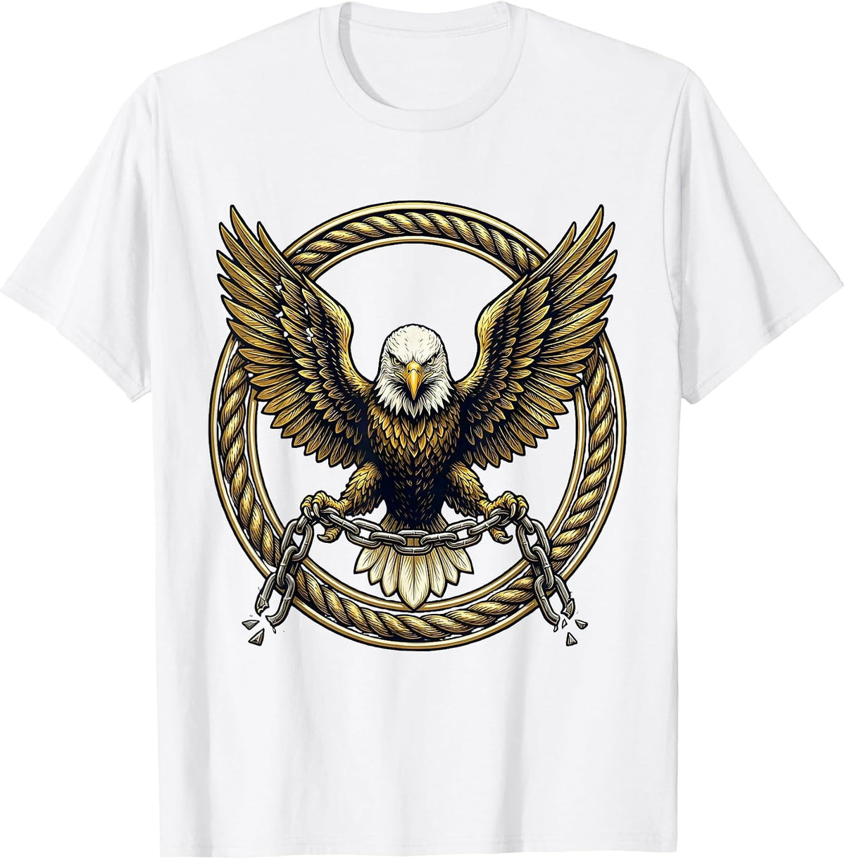 Men's Freedom Kirk Bald Eagle Broken Chain Graphic T-Shirt - White