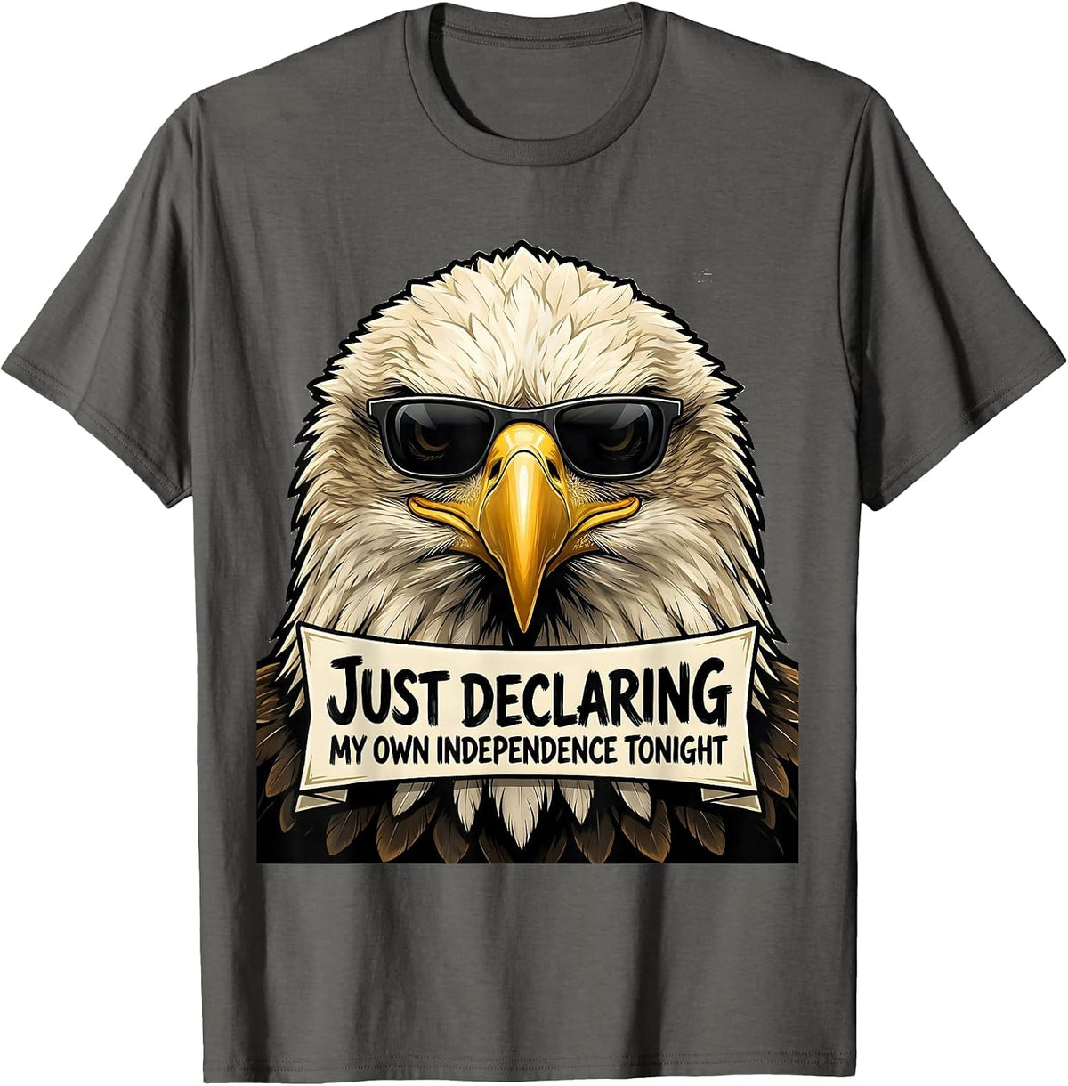 Just Declaring My Own Independence Tonight Funny Bald Eagle T-Shirt - Asphalt Grey