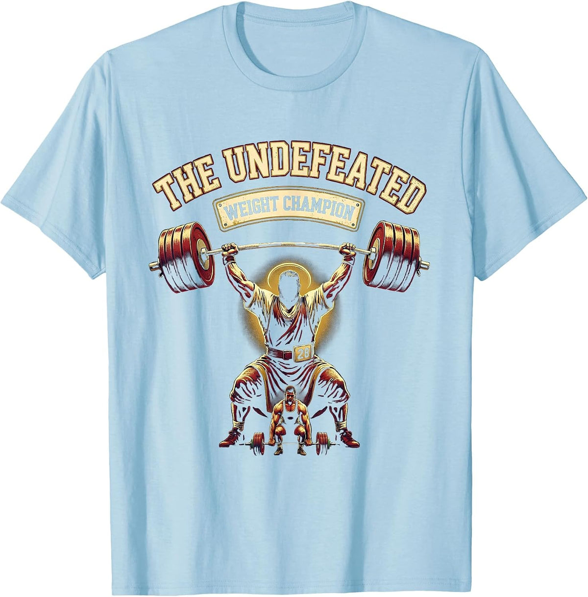 Men's The Undefeated Weight Champion Christian Gym Faith Workout T-Shirt - Baby Blue
