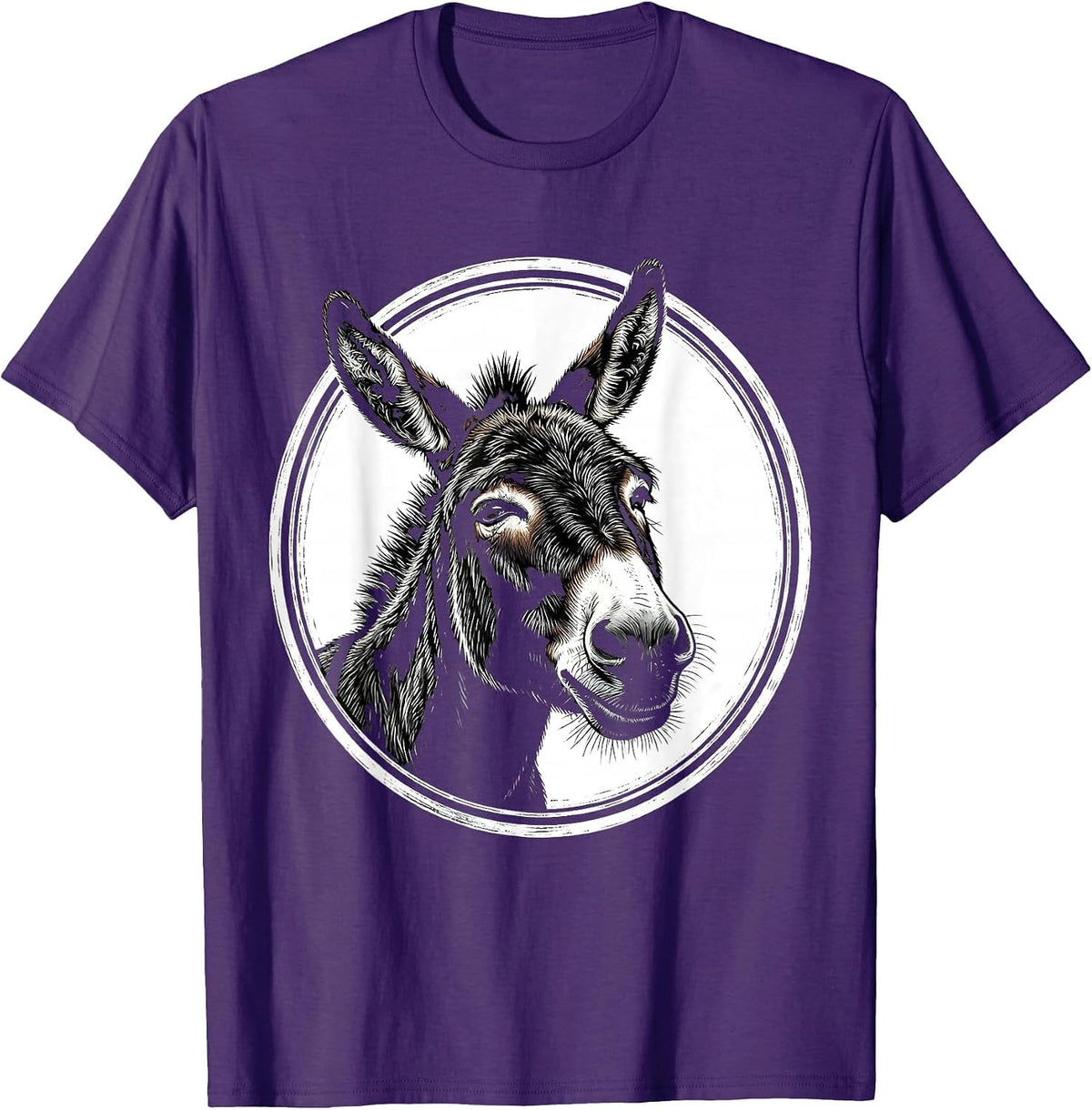 Men's Donkey Face Scratchboard Funny Farm Animal Lover T-Shirt - Purple